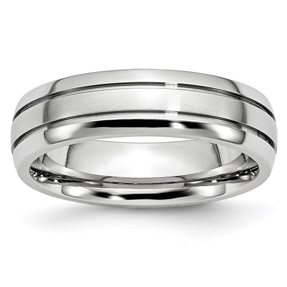 Chisel Cobalt Polished & Satin Grooved 6mm Band - image 1